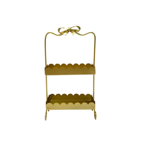 11" Gold Bow-Topped 2-Tier Decorative Metal Tray by Ashland®